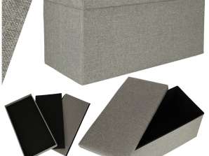 Folding pouf with storage space grey large 76x38x38cm