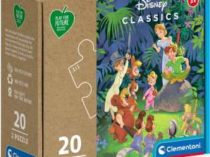 Clementoni 24774 Livre de la jungle & Peter Pan 2x20 pièces Puzzle Play for Future