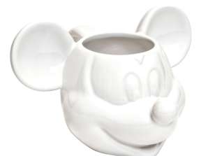 Taza de cerámica Disney Mickey Mouse 3D blanca