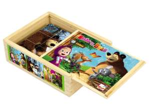 Bino & Mertens Masha og Bear Wood Picture Cube 12 stykker