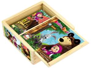 Bino & Mertens Masha og Bear Wood Picture Cube 9 stykker