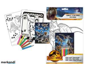 Jurassic World coloring set with pens and stickers