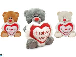 Medve 3-szor szívvel szeretlek plüss figura 30 cm