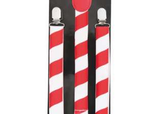 Suspenders striped red white Adult