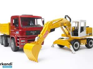 Bruder 02751 MAN TGA tipper truck and Liebherr shovel excavator