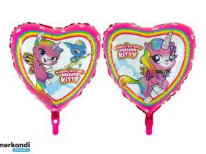 Rainbow Unicorn Foil Balloon Heart Shape