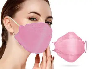 Mascarilla facial estilo pez Famex FFP2 3D Comfort, rosa, paquete de 10 para una protección de alto grado