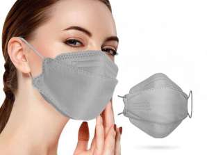 Famex FFP2 3D Comfort Máscaras Protectoras Estilo Pez, Gris, Venta al por mayor Paquete de 10