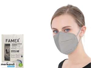 Mascarillas protectoras Famex FFP2, paquete de 10, cómodo diseño 3D - gris