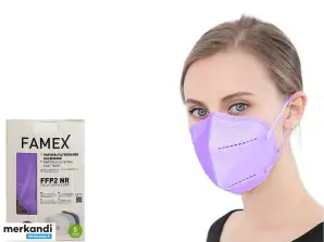Famex FFP2 Protection Masks, 10-Pack, Lilac | 3D Design & Hypoallergenic Materials