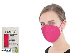 Paquet de 10 masques de protection FFP2 Famex en rose foncé - Certifié CE Sécurité respiratoire confortable