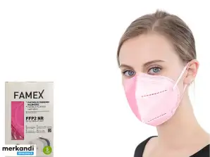 Famex FFP2 Protective Face Masks, 10-Pack, Pink - CE Certified Comfort & Breathability