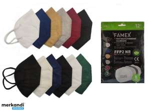Famex Men's FFP2 Protective Masks with 12 Filters - Comfortable 3D Fit in Various Colors
