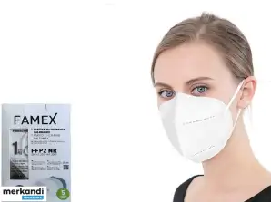 Famex FFP2 Ochranné Obličejové Masky 10-Pack, Bílá - 3D Komfortní Design pro bezpečné dýchání a řeč