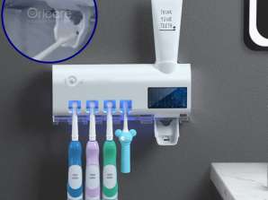 Solar-powered toothpaste dispenser and UV sterilizer for toothbrushes