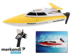 Remote-controlled boat with RC FT007 yellow remote control
