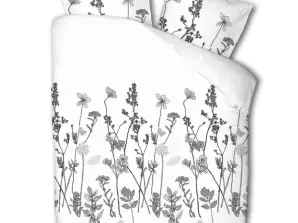 Capas de edredão branco com estampa de flores - 240x220cm