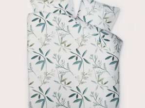 Pack de 2 housses de couette blanches avec impression feuilles - 140x220cm