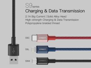 Charging data cable USB-A to MicroUSB ELOOP S9M  1 m