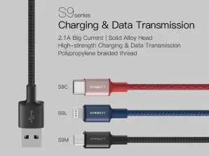 Charging data cable USB-A to MicroUSB ELOOP S9C  1 m