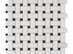 Black and White Braided Natural Marble Mosaic, Bathroom Floor Wall Decoration