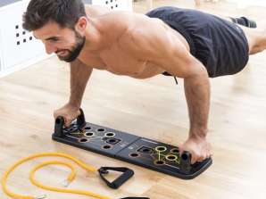 Push-up board with resistance bands and exercise overview Pulsher
