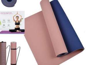 Miljøvenlig TPE yogamåtte, dobbeltsidet skridsikker træning med høj densitet. Vandtæt, Størrelse: 183cm * 61cm * 0.6cm med opbevaringspose, til Pilates, Gym