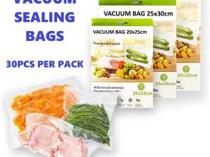 Bolsas de sellado de alimentos al vacío de 30 piezas, 20 cm * 25 cm para selladoras al vacío, bolsas de vacío en relieve para almacenamiento de alimentos y cocción al vacío, sin BPA