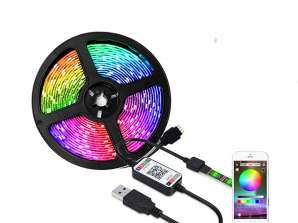 Lebit color-changing USB LED strip with mobile phone remote control 5 meters