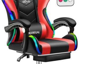 Likeregal 920 LED masažna stolica za igranje s naslonom za noge crvenom bojom