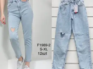 Women's jeans straight leg with heart light jeans - NEW COLLECTION