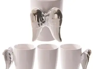 White Angel Mug with Silver Wings Shaped Handle Mug