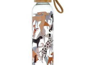 Barks Dog Water Bottle Glass & Bamboo