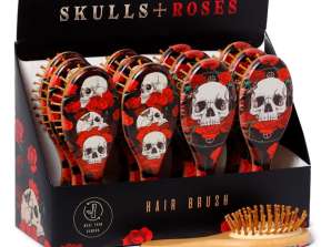 Skulls &; Roses kranie hårbørste lavet af 100 bambus pr. Stykke