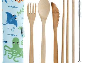 Splosh Sea Creatures 6 cutlery set made of 100 bamboo in a holder