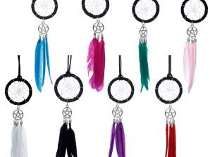 Mini feather dream catcher with appendage per piece