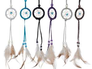 Mini feather dream catcher with beaded keychain per piece