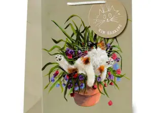 Ким Хаскинс цветочный кот в цветочном горшке зеленый подарочный пакет M за штуку