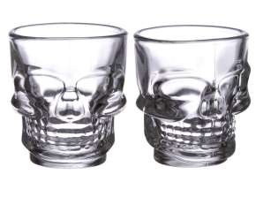 Set of 2 Skulls & Roses Skull Shot Glasses 60ml per piece