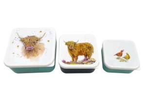 Jan Pashley Highland Coo Cow Lunch Boxes Lunch Boxes Set of 3 M/L/XL