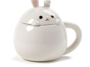 Tasse à couvercle animal bip de lapin