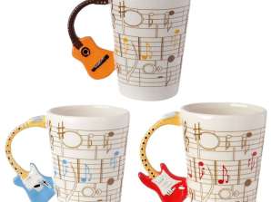 Sheet Music & Guitar Shaped Handle Mug