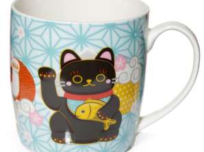 Maneki Neko Lucky Cat porcelianinis puodelis