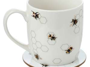 Nektar Meadows Bee Krus &; Coaster Set