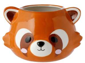 Red panda head shaped plant pot for the garden