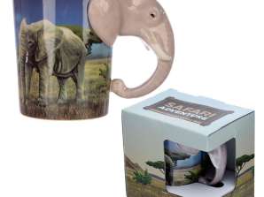 Elefante con taza de mango en forma de sabana