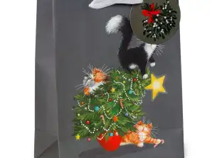 Noël Kim Haskins Chats Arbre de Noël Sac cadeau M par pièce