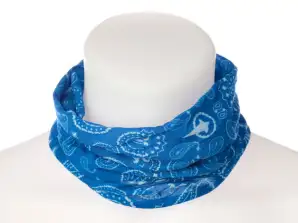 Синий узорчатый шарф с подогревом шеи