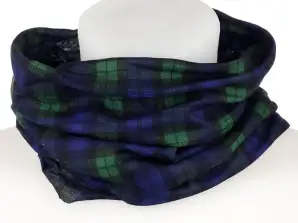Green tartan neck warmer tube scarf