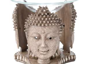 Thai Buddha Weathered Stone Effect duftlampe for olje og voks